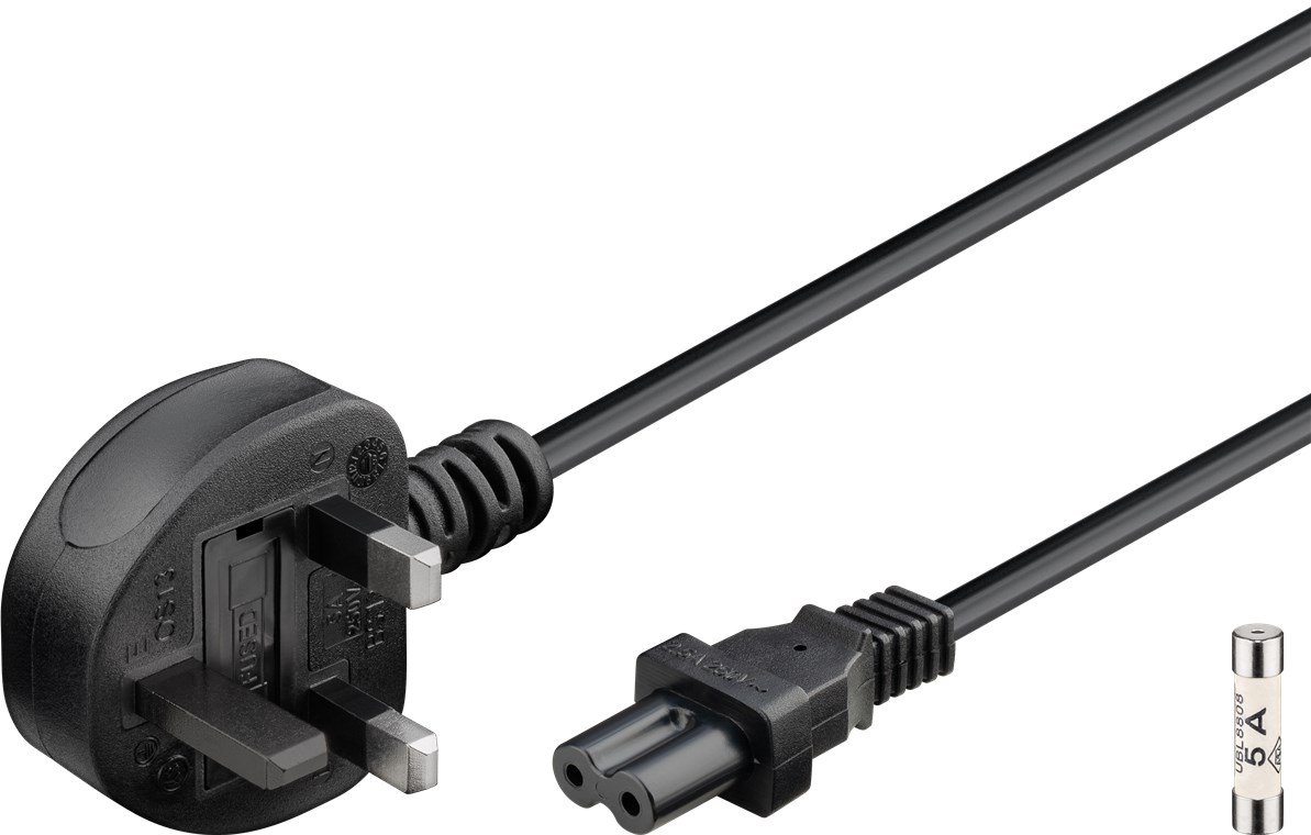 UK-Netzanschlusskabel, 1,8 m, Schwarz - Kabellänge 1.8 m - UK 3-Pin-Stecker (Typ G, BS 1363) > Gerätebuchse C7