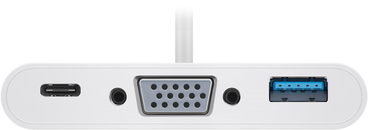 USB-C™ Multiport-Adapter USB 3.0+VGA+C PD, weiß - Verbrauchseinheit 1 Stk. im Polybeutel - erweitert ein USB-C™ Gerät um einen USB 3.0- und einen VGA-Anschluss