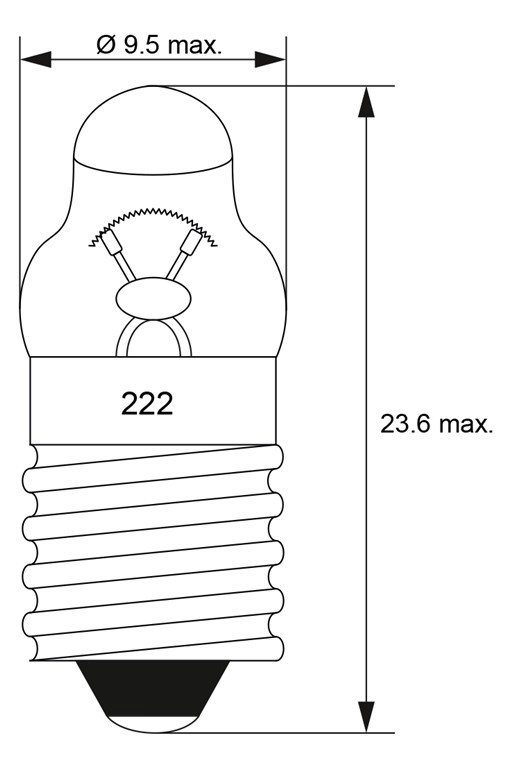 Taschenlampen-Spitzlinse, 1,55 W - Max. Leistungsaufnahme 1.55 W - Sockel E10, 3,7 V (DC), 300 mA