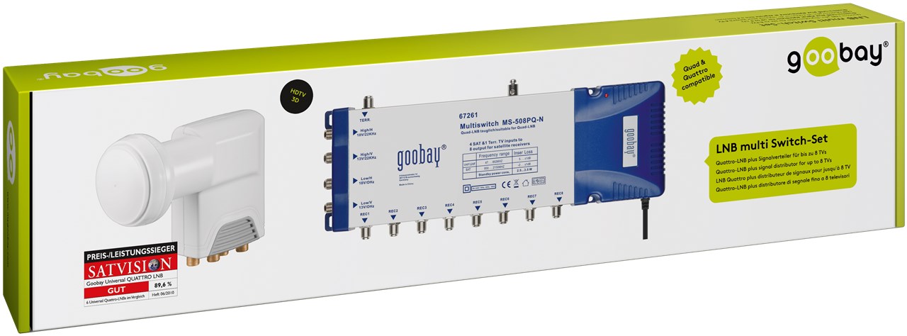 LNB/Multischalter-Set - Quattro-LNB plus Signalverteiler für bis zu 8 TVs LNB/Multischalter-Set - Quattro-LNB plus Signalverteiler für bis zu 8 TVs