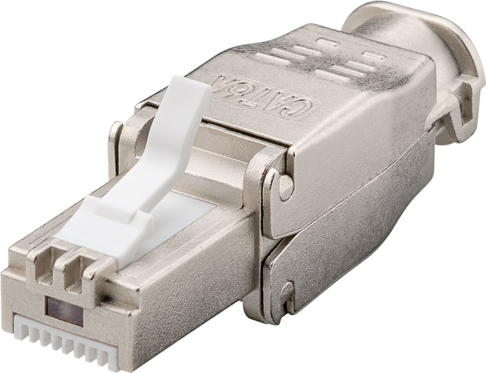 Werkzeugfreier RJ45 Stecker CAT 6A STP geschirmt Werkzeugfreier RJ45 Stecker CAT 6A STP geschirmt - Für 9,0-mm-Kabeldurchmesser, Klemmleiste für werkzeugfreie LSA-Montage