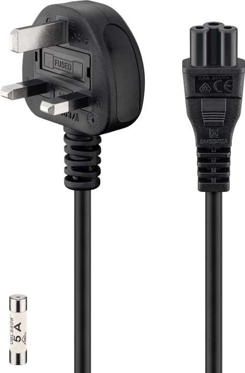 UK - Geräteanschlusskabel, 1,8 m, Schwarz UK - Geräteanschlusskabel, 1,8 m, Schwarz - Kabellänge 1.8 m - UK 3-Pin-Stecker (Typ G, BS 1363) > Gerätebuchse C5