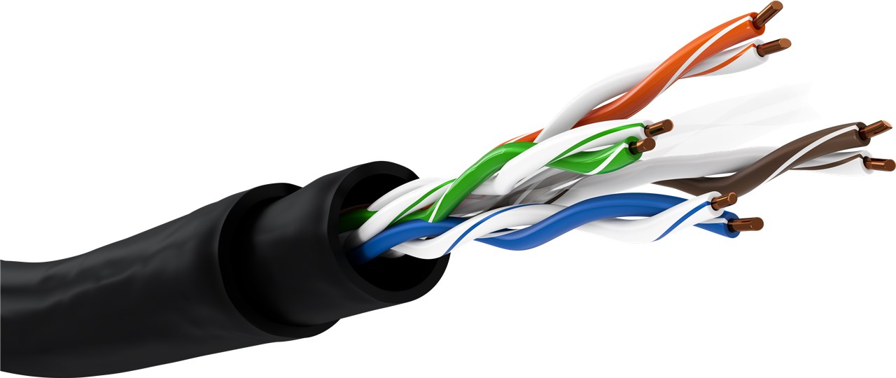 CAT 6 Outdoor Netzwerkkabel-Set, U/UTP, Schwarz CAT 6 Outdoor Netzwerkkabel-Set, U/UTP, Schwarz - Kabellänge 100 m - Kupferleiter (CU), AWG 24/1 (solid), Polyethylen-Kabelmantel (PE)