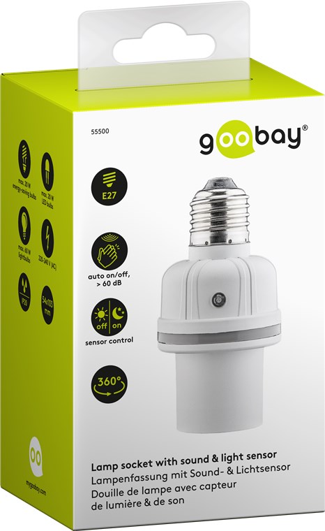 Lampenfassung E27 mit Sound- und Lichtsensor - ideal für Abstellräume, Dachböden, Keller, Garagen, Flure oder Treppen Lampenfassung E27 mit Sound- und Lichtsensor - ideal für Abstellräume, Dachböden, Keller, Garagen, Flure oder Treppen