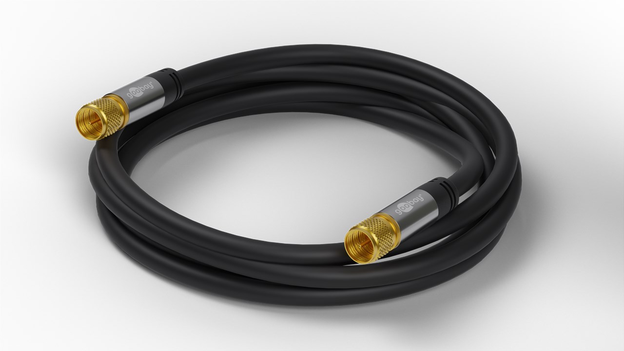 SAT Antennenkabel (135 dB typ), 4x geschirmt - Kabellänge 2 m - vergoldet, F-Stecker > F-Stecker