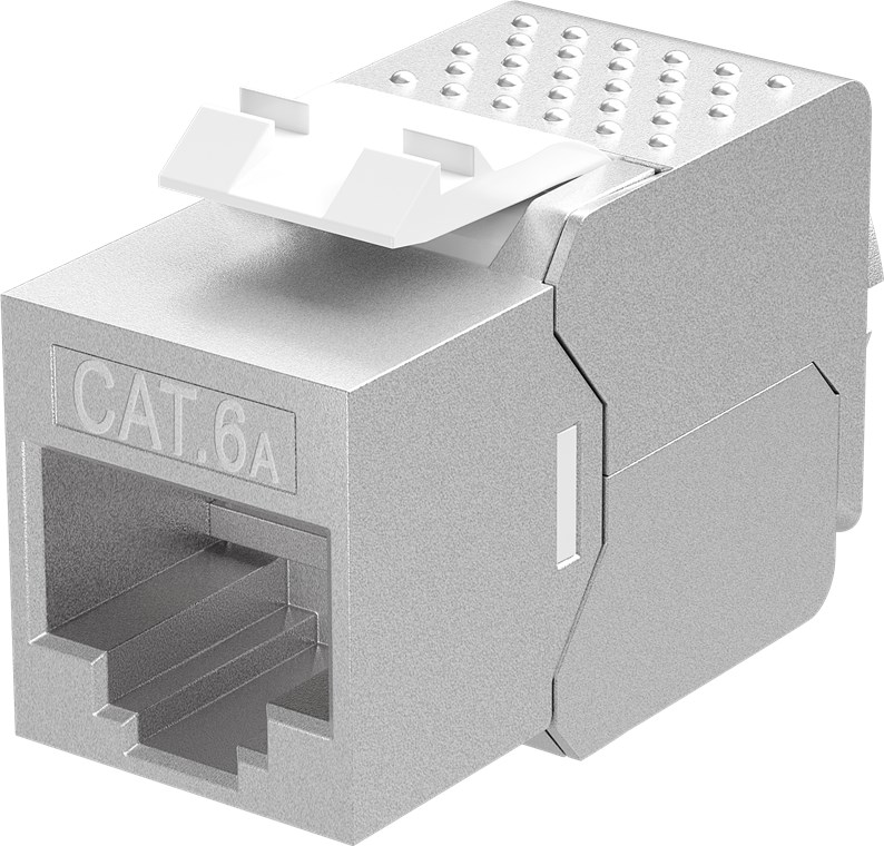 Keystone Modul RJ45 CAT 6A, STP, slim-line - 14,7 mm breit, Krokodil-Typ, Klemmleiste für werkzeugfreie LSA-Montage Keystone Modul RJ45 CAT 6A, STP, slim-line - 14,7 mm breit, Krokodil-Typ, Klemmleiste für werkzeugfreie LSA-Montage