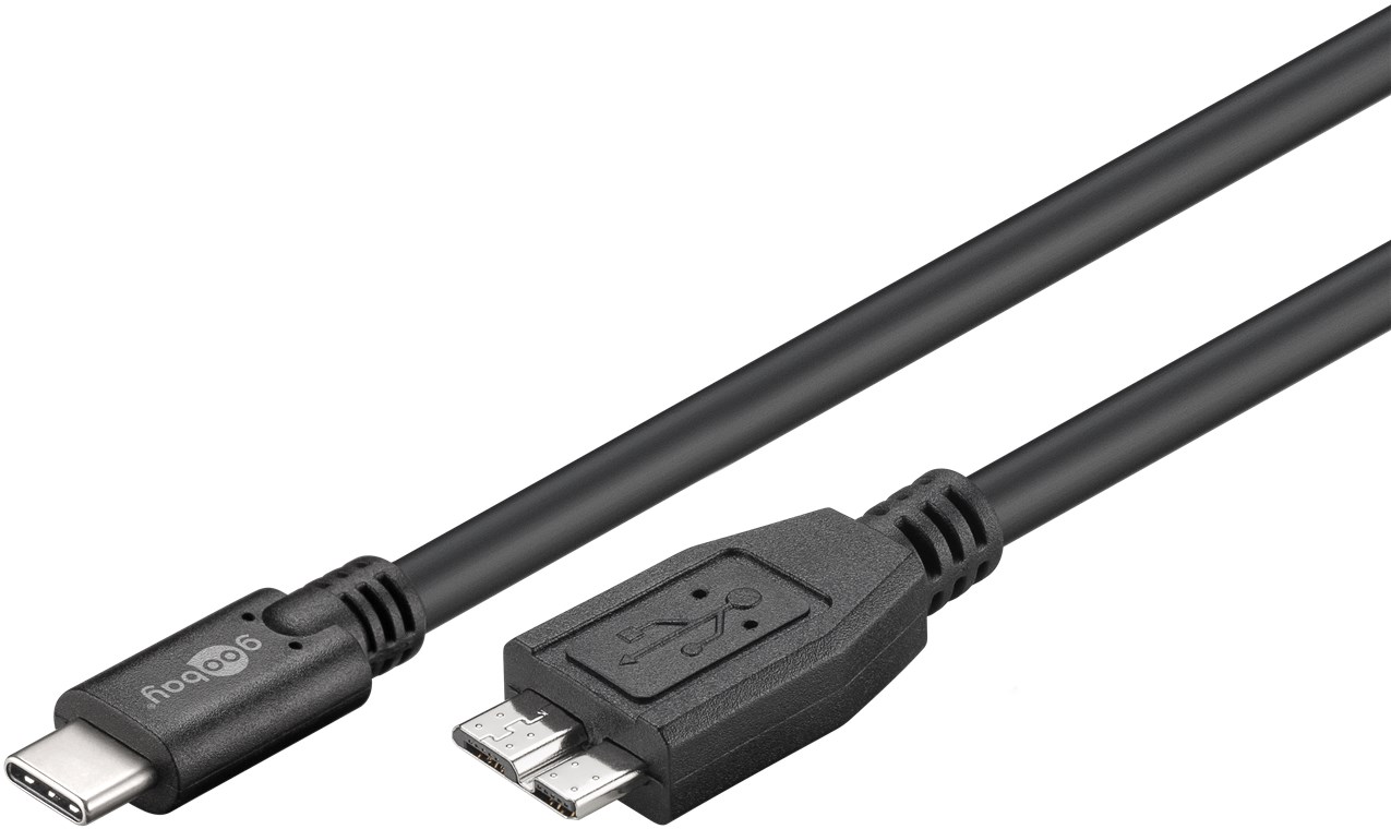 USB-C™ auf Micro-B 3.0 Kabel, schwarz - Kabellänge 0.6 m - USB 3.0-Micro-Stecker (Typ B) > USB-C™-Stecker