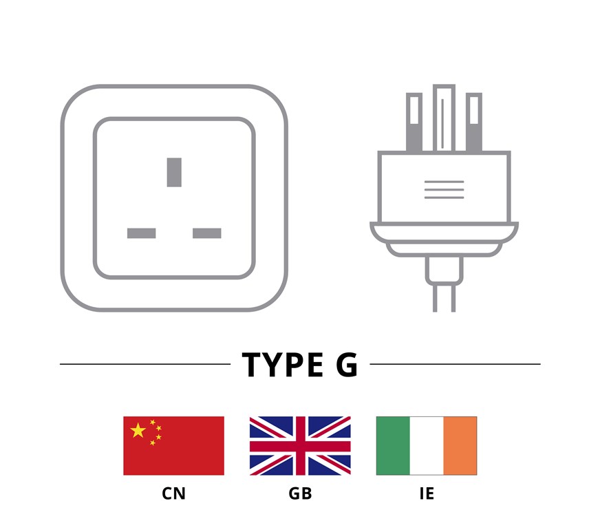 UK - Geräteanschlusskabel, 1,8 m, Schwarz - Kabellänge 1.8 m - UK 3-Pin-Stecker (Typ G, BS 1363) > Gerätebuchse C5