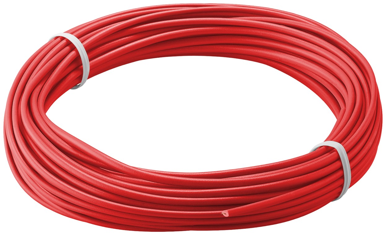 Kupferlitze isoliert Kupferlitze isoliert - Farbversion Rot - 1-adrig; mehrdrahtig (18 x 0,1 mm)