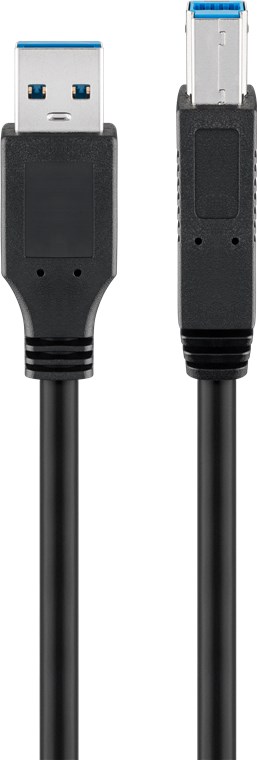 USB 3.0 SuperSpeed Kabel, schwarz USB 3.0 SuperSpeed Kabel, schwarz - Kabellänge 1 m - USB 3.0-Stecker (Typ A) > USB 3.0-Stecker (Typ B)