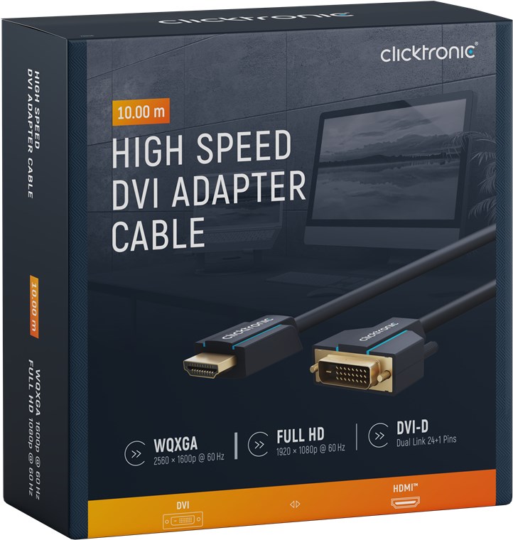 DVI-auf-HDMI™-Adapterkabel - Kabellänge 10 m - Premium-Kabel|1x DVI-D-Stecker Dual-Link (24+1) 1x HDMI™-Stecker|10,0 m|WQXGA @ 60 Hz DVI-auf-HDMI™-Adapterkabel - Kabellänge 10 m - Premium-Kabel|1x DVI-D-Stecker Dual-Link (24+1) 1x HDMI™-Stecker|10,0 m|WQXGA @ 60 Hz