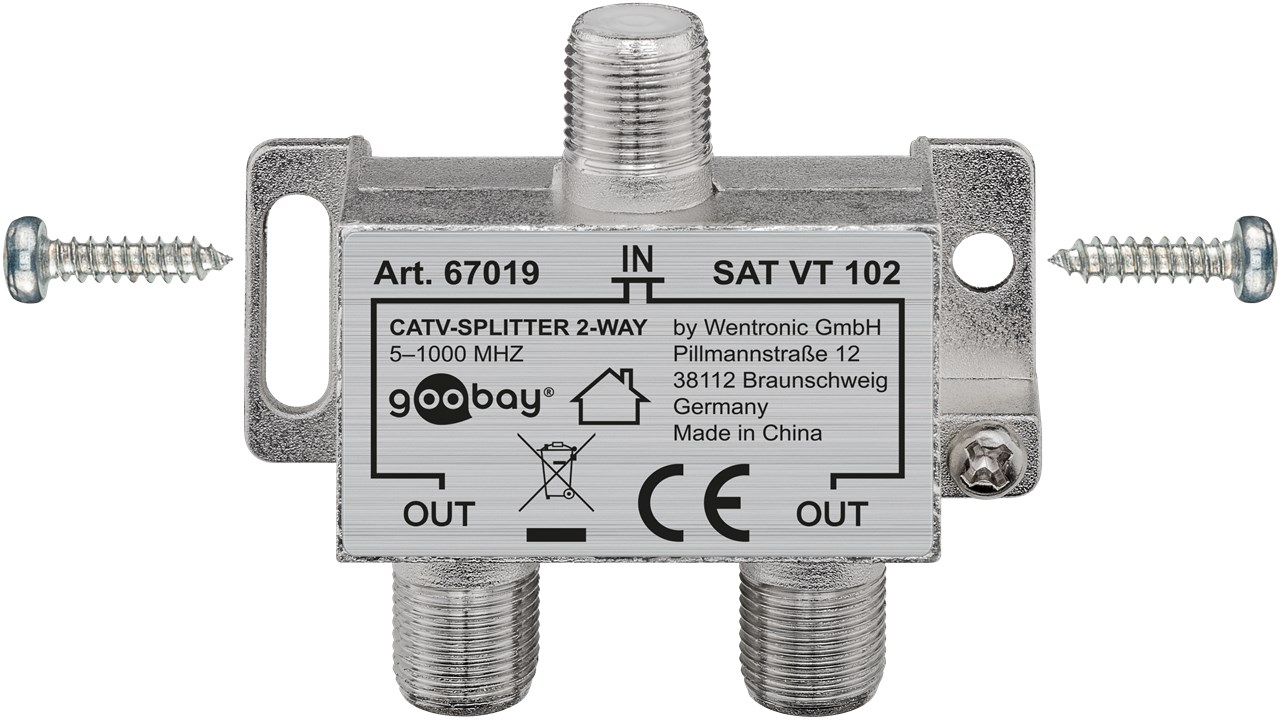 BK-Verteiler, 2-fach - Ausgang, Anzahl 2 x out - Verteiler für BK-Anlagen 5 MHz - 1000 MHz BK-Verteiler, 2-fach - Ausgang, Anzahl 2 x out - Verteiler für BK-Anlagen 5 MHz - 1000 MHz