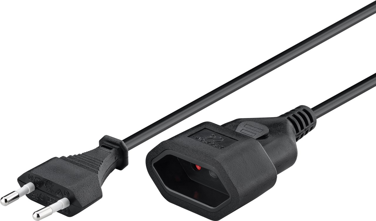 Verlängerung Eurostecker, 3 m , schwarz - Kabellänge 3 m - Eurostecker (Typ C, CEE 7/16) > Eurobuchse (Typ C, CEE 7/16) Verlängerung Eurostecker, 3 m , schwarz - Kabellänge 3 m - Eurostecker (Typ C, CEE 7/16) > Eurobuchse (Typ C, CEE 7/16)