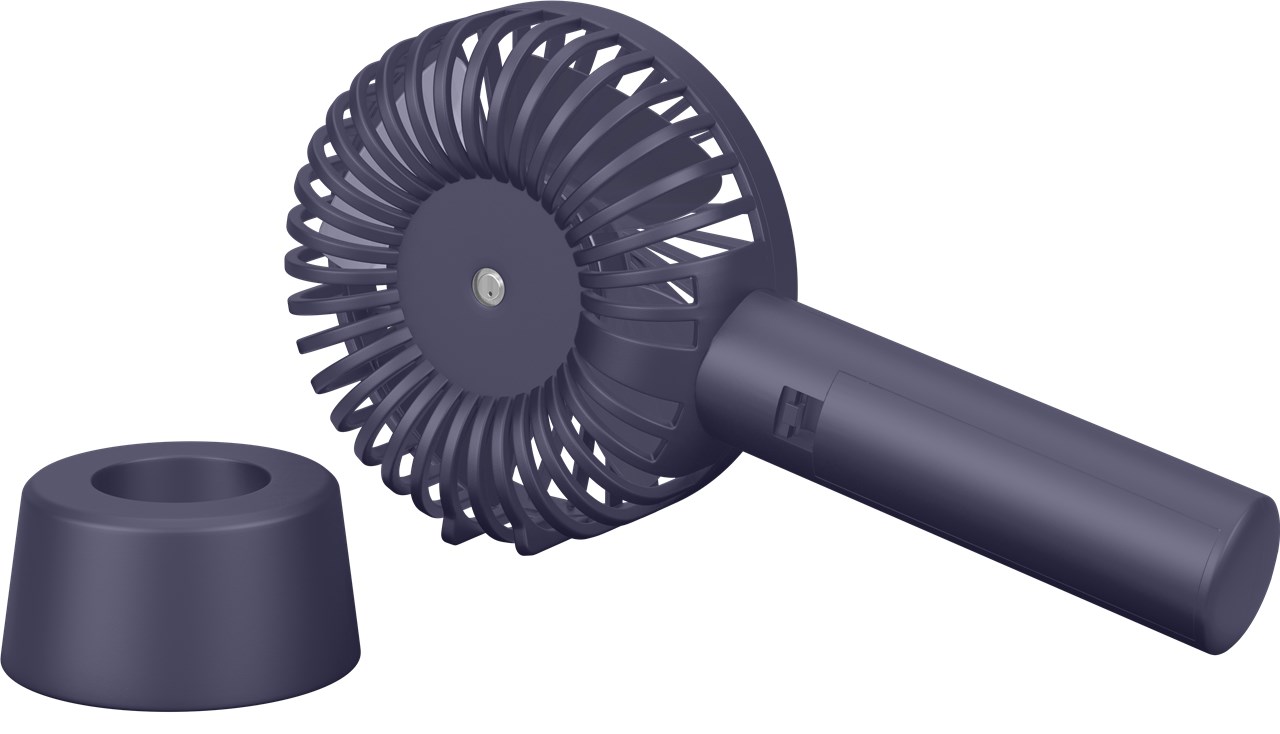 USB-Handventilator mit Standfunktion, Blau - mit wiederaufladbarer Batterie (austauschbar)