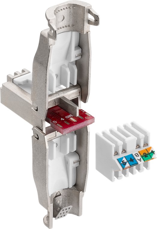 Werkzeugfreier RJ45 Stecker CAT 6A STP geschirmt - Für 9,0-mm-Kabeldurchmesser, Klemmleiste für werkzeugfreie LSA-Montage