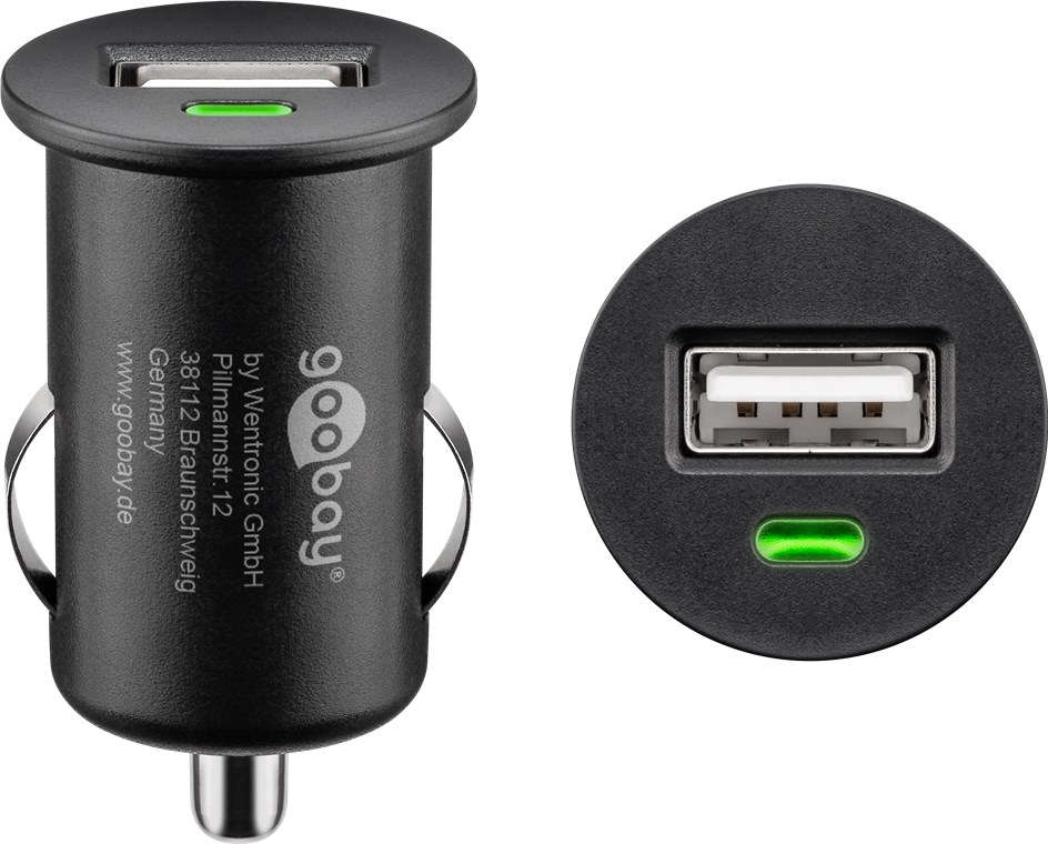 Auto-Ladegerät (1x USB) Auto-Ladegerät (1x USB) - Farbversion Schwarz - 5 W bei max. 1,0 A (12/24 V), 1x USB