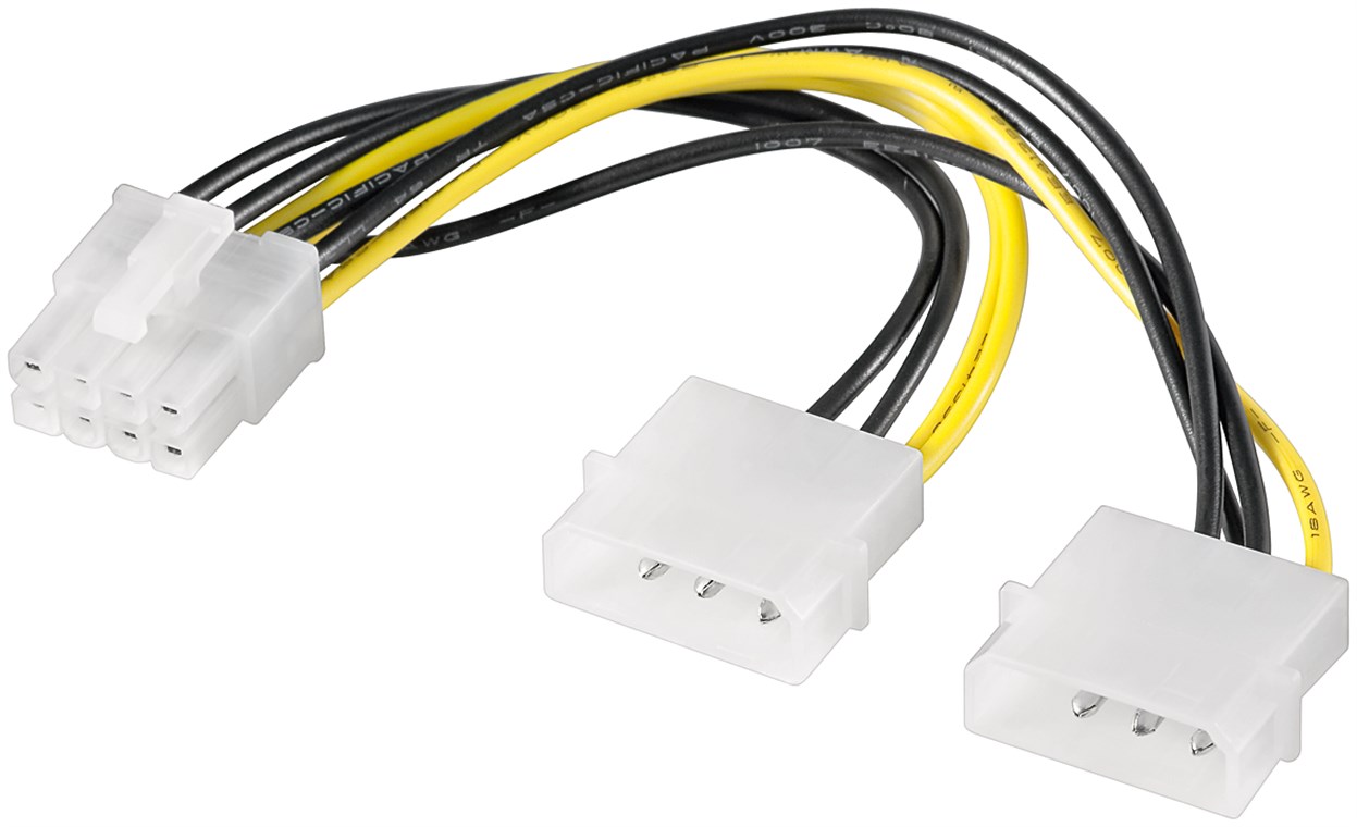 PC Grafikkarten Stromkabel/Stromadapter, PCI-E zu PCI Express 8 Pin - Kabellänge 0.15 m - 