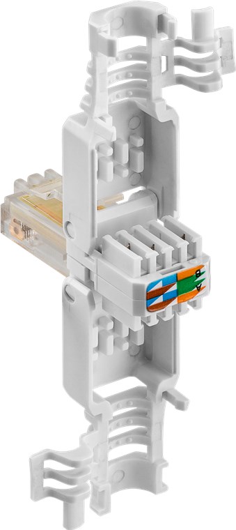 Werkzeugfreier RJ45 Stecker CAT 5e UTP ungeschirmt - Für 3 Kabeldurchmesser (5,2 mm/6,4 mm/7,5 mm), Klemmleiste für werkzeugfreie LSA-Montage Werkzeugfreier RJ45 Stecker CAT 5e UTP ungeschirmt - Für 3 Kabeldurchmesser (5,2 mm/6,4 mm/7,5 mm), Klemmleiste für werkzeugfreie LSA-Montage