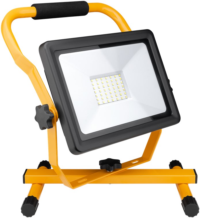 LED-Baustrahler mit Standfuß, 50 W - mit 4250 lm und kaltweißem Licht (6500 K), für den Innen- und Außeneinsatz geeignet (IP65)