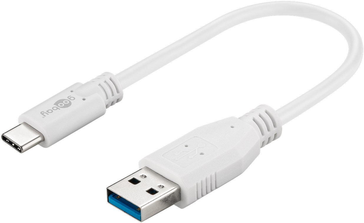 USB-C™ auf USB A 3.0 Kabel, weiß - Kabellänge 0.2 m - USB 3.0-Stecker (Typ A) > USB-C™-Stecker