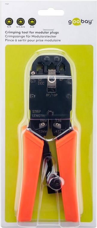 Crimpzange für Modularstecker - zum Crimpen von 4-, 6- und 8-poligen Modularsteckern vom Typ RJ10, RJ11, RJ12 und RJ45 Crimpzange für Modularstecker - zum Crimpen von 4-, 6- und 8-poligen Modularsteckern vom Typ RJ10, RJ11, RJ12 und RJ45