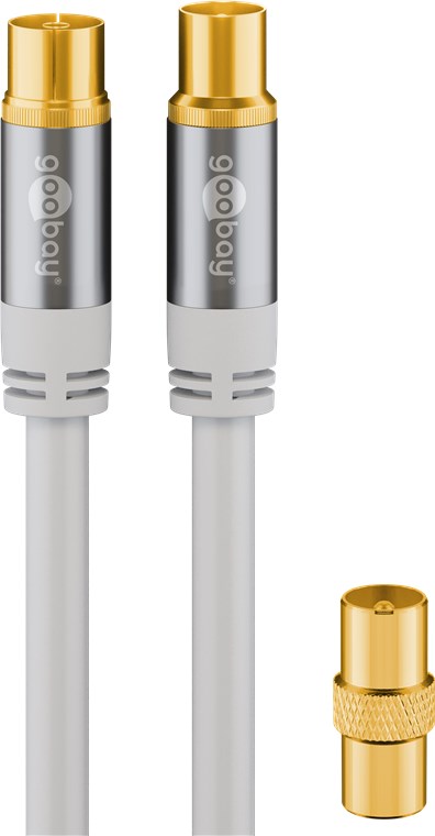 TV Antennenkabel (135 dB typ), 4x geschirmt TV Antennenkabel (135 dB typ), 4x geschirmt - Kabellänge 5 m - vergoldet, Koax-Buchse > Koax-Stecker