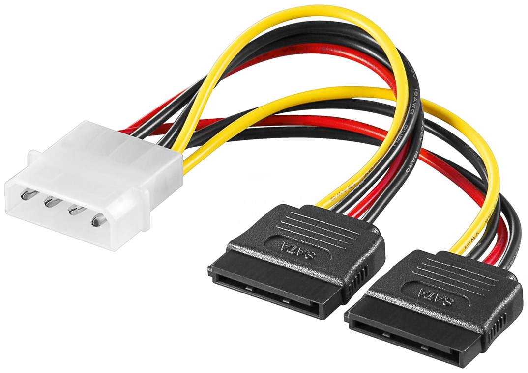 PC Y Stromkabel/Stromadapter, 5.25 Stecker zu 2x SATA - Kabellänge 0.13 m