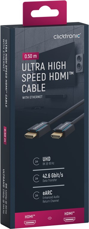 Ultra High-Speed HDMI™ Kabel - Kabellänge 0.5 m - Premium-Kabel|1x HDMI™-Stecker 1x HDMI™-Stecker|0,5 m|UHD 8K @ 60 Hz