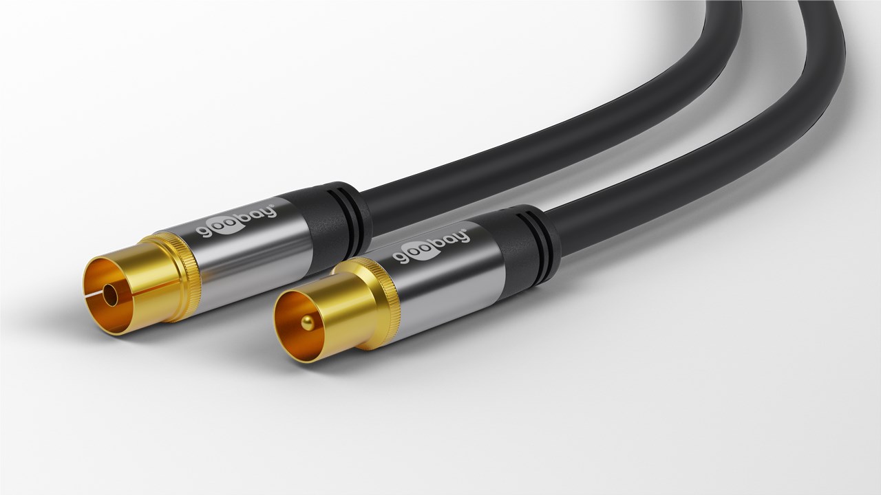 TV Antennenkabel (135 dB typ), 4x geschirmt - Kabellänge 10 m - vergoldet, Koax-Buchse > Koax-Stecker TV Antennenkabel (135 dB typ), 4x geschirmt - Kabellänge 10 m - vergoldet, Koax-Buchse > Koax-Stecker
