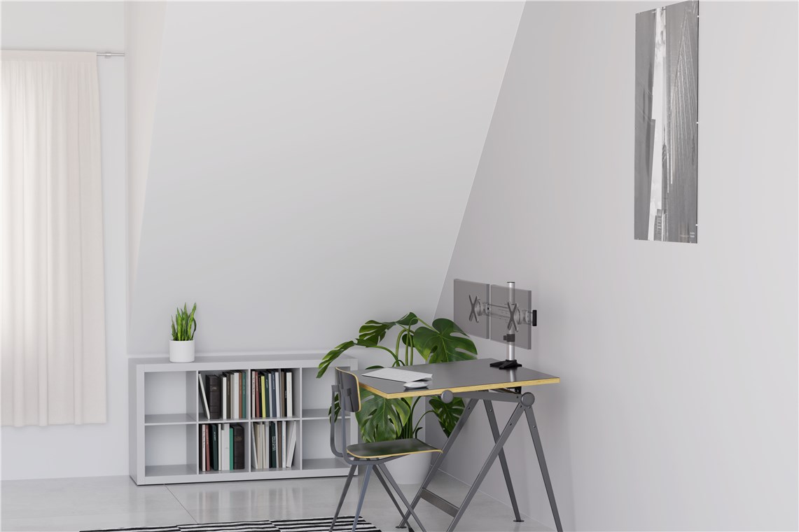 Monitorhalterung TWIN - zur Tischmontage für zwei Bildschirme, höhenverstellbar, (schwenkbar und neigbar) bis 8kg Monitorhalterung TWIN - zur Tischmontage für zwei Bildschirme, höhenverstellbar, (schwenkbar und neigbar) bis 8kg