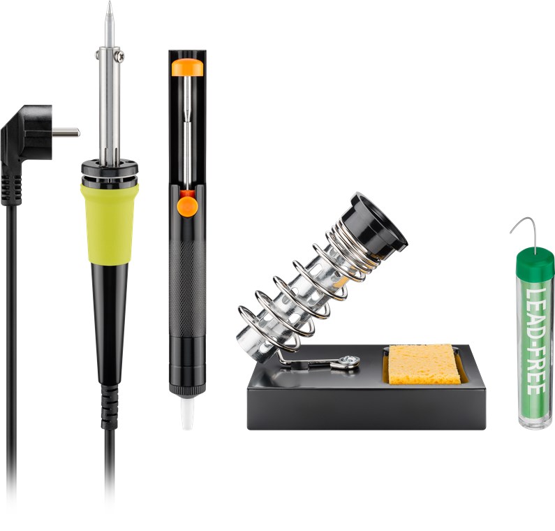 4-tlg. bleifreies Lötset, 30 W 4-tlg. bleifreies Lötset, 30 W - mit Lötkolben, Lötkolbenständer, Entlötpumpe und Lötzinn