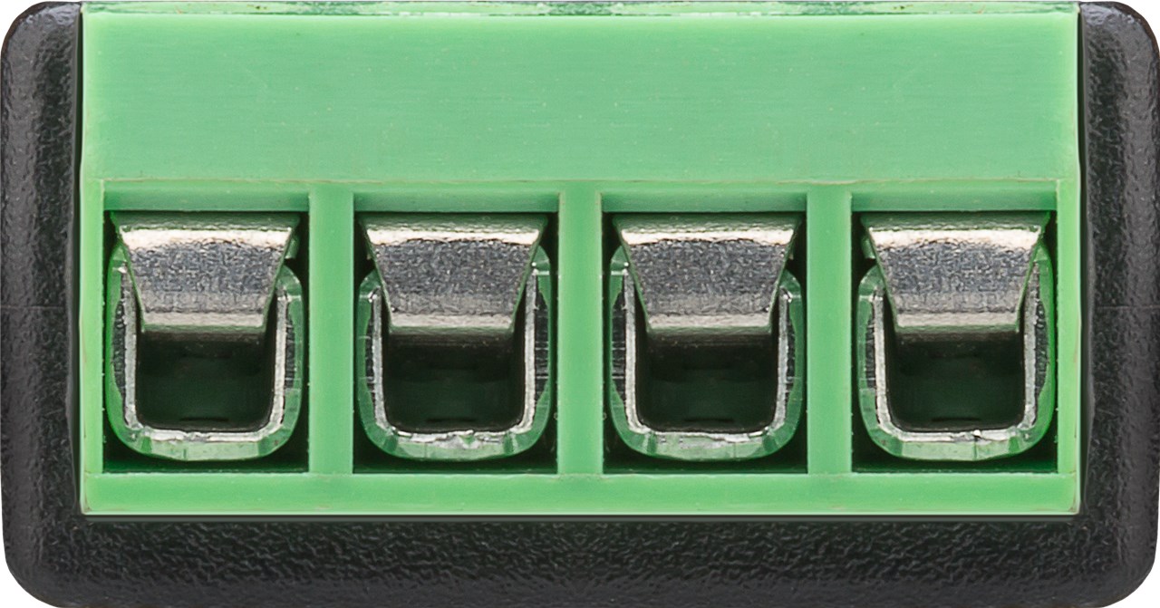 Terminal Block 4-pin > Klinke 3,5 mm Buchse (4-Pin, stereo) - Schraubbefestigung Terminal Block 4-pin > Klinke 3,5 mm Buchse (4-Pin, stereo) - Schraubbefestigung