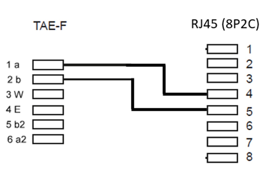 TAE Telefon Adapter Stecker - TAE-F-Stecker (PIN 1/2) > RJ45-Buchse (8P2C) (PIN 4/5)