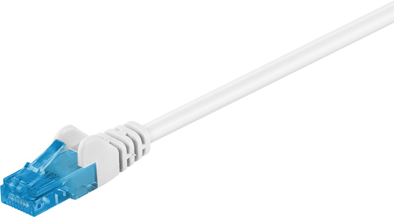 CAT 6A Patchkabel, U/UTP, weiß, 0,25 m - Kabellänge 0.25 m - Kupferleiter (CU), halogenfreier Kabelmantel (LSZH)