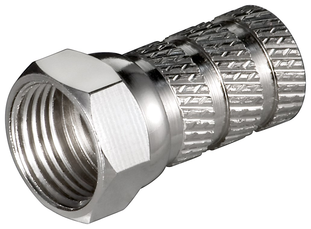 Aufdreh-F-Stecker 5,2 mm Aufdreh-F-Stecker 5,2 mm - Anschluss, Gehäusematerial Kupfer - Kupfer-Nickel, breite Mutter