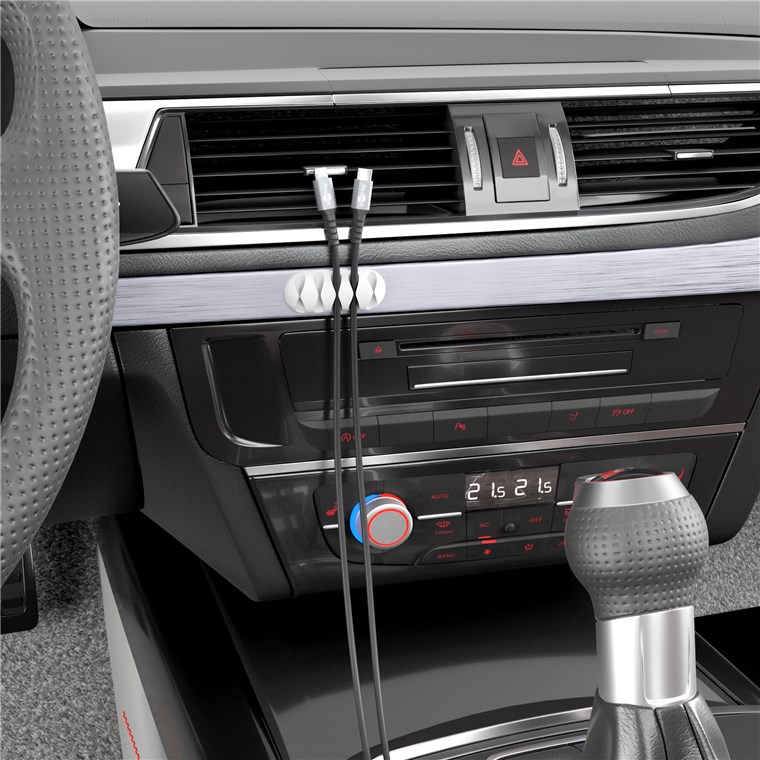 Kabelmanagement-Set, weiß - Farbversion Weiß - 5er-Set zum Ordnen und Fixieren, ablösbar Kabelmanagement-Set, weiß - Farbversion Weiß - 5er-Set zum Ordnen und Fixieren, ablösbar