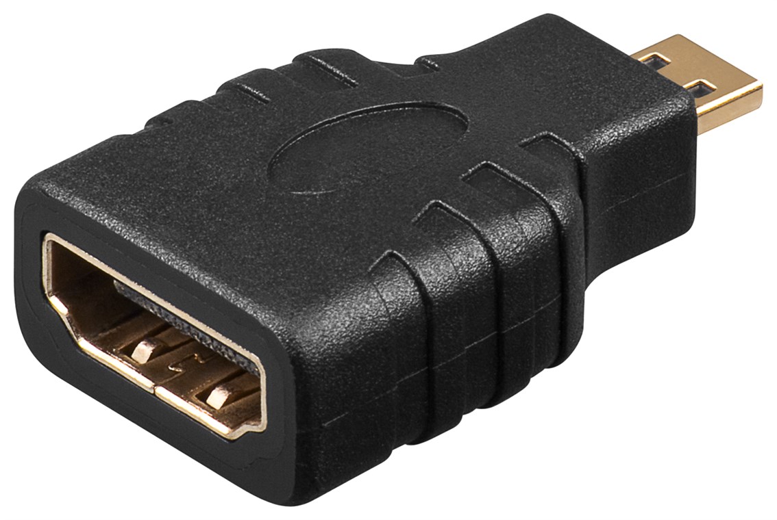 HDMI™-Adapter, vergoldet HDMI™-Adapter, vergoldet - Verbrauchseinheit 1 Stk. im Blister - HDMI™-Buchse (Typ A) > HDMI™ Micro-Stecker (Typ D)