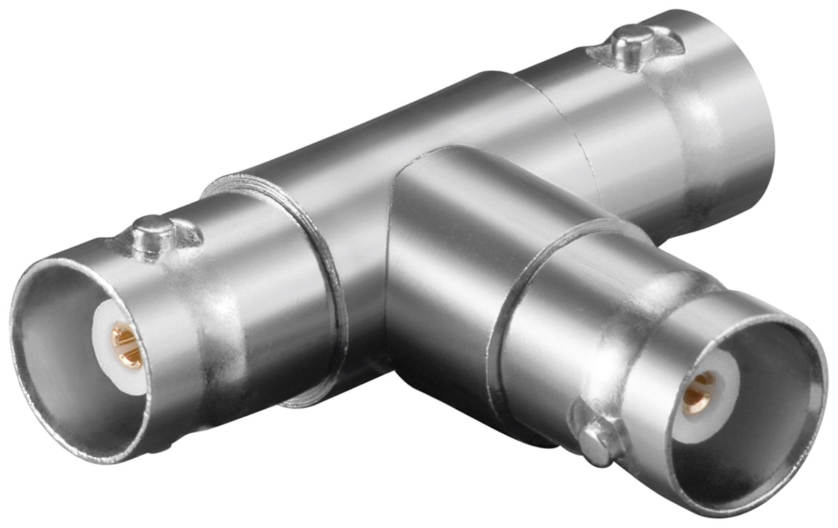 BNC-Kupplung > 2 x BNC-Kupplung BNC-Kupplung > 2 x BNC-Kupplung - T-Adapter mit Goldkontakten