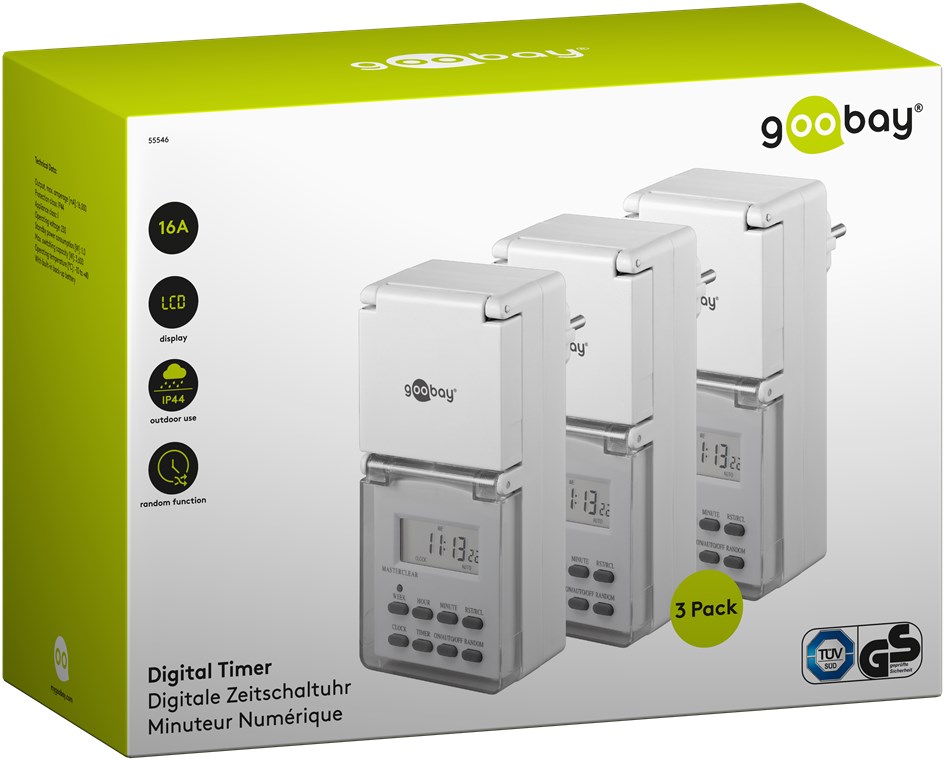 3er-Set, Digitale Zeitschaltuhr IP44 - Leicht zu bedienende digitale Zeitschaltuhr 3er-Set, Digitale Zeitschaltuhr IP44 - Leicht zu bedienende digitale Zeitschaltuhr