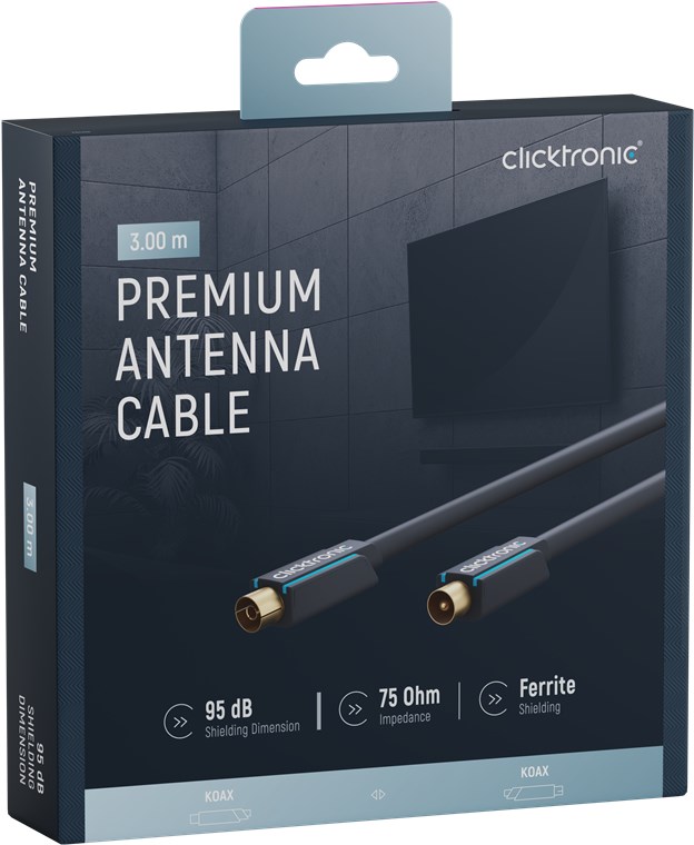Koaxialkabel - Kabellänge 3 m - Premium-Kabel|Koaxial-Stecker Koaxial-Kupplung|3,0 m|> 95 dB Koaxialkabel - Kabellänge 3 m - Premium-Kabel|Koaxial-Stecker Koaxial-Kupplung|3,0 m|> 95 dB
