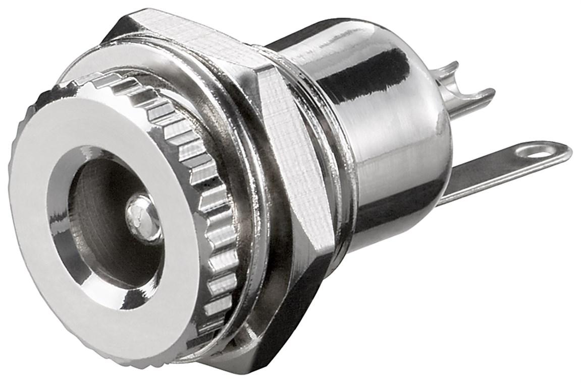 DC-Einbaubuchse DC-Einbaubuchse - Stift 2,5 mm; Metallausführung mit Lötfahnen