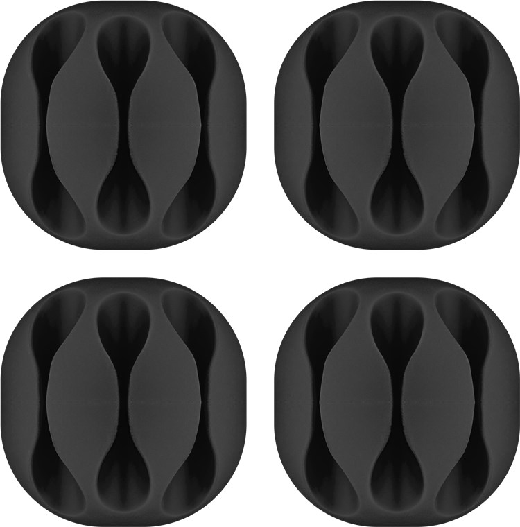 Kabelmanagement 3-Slots, schwarz Kabelmanagement 3-Slots, schwarz - Farbversion Schwarz - 4er-Set zum Ordnen und Fixieren, ablösbar