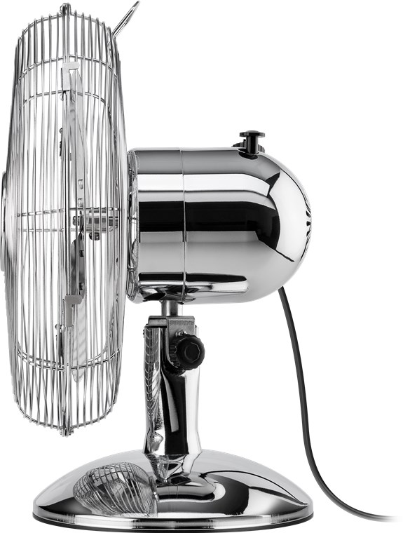 12 Zoll Retro-Tischventilator - Farbversion Chrom - oszillierender, leiser Luftkühler mit Stromkabel 12 Zoll Retro-Tischventilator - Farbversion Chrom - oszillierender, leiser Luftkühler mit Stromkabel