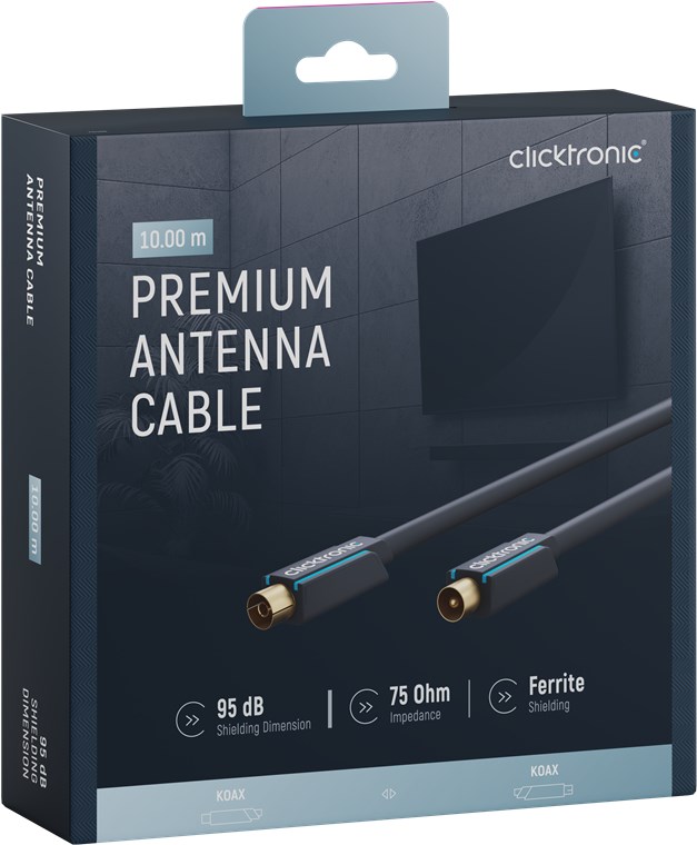 Koaxialkabel - Kabellänge 10 m - Premium-Kabel|Koaxial-Stecker Koaxial-Kupplung|10,0 m|> 95 dB Koaxialkabel - Kabellänge 10 m - Premium-Kabel|Koaxial-Stecker Koaxial-Kupplung|10,0 m|> 95 dB