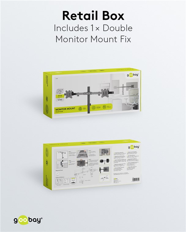 Doppel-Monitorhalterung Fix - für Monitore zwischen 17 und 32 Zoll (43-81 cm) bis 9 kg Doppel-Monitorhalterung Fix - für Monitore zwischen 17 und 32 Zoll (43-81 cm) bis 9 kg