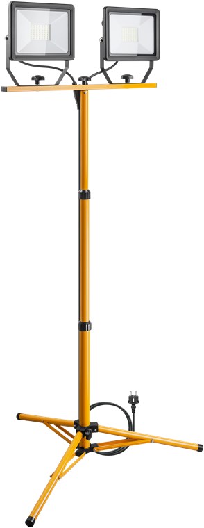 LED-Baustrahler mit Teleskopstativ, 2 x 50 W LED-Baustrahler mit Teleskopstativ, 2 x 50 W - mit insgesamt 8500 lm und kaltweißem Licht (6500 K), für den Innen- und Außeneinsatz geeignet (IP65)