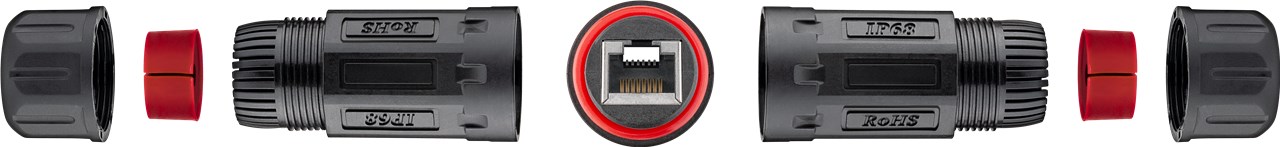 Outdoor (IP68) RJ45 Patchkabelkupplung/Netzwerkkabel Verbinder, CAT 6 - staub- und wasserdicht, 2x RJ45-Buchse (8P8C) Outdoor (IP68) RJ45 Patchkabelkupplung/Netzwerkkabel Verbinder, CAT 6 - staub- und wasserdicht, 2x RJ45-Buchse (8P8C)