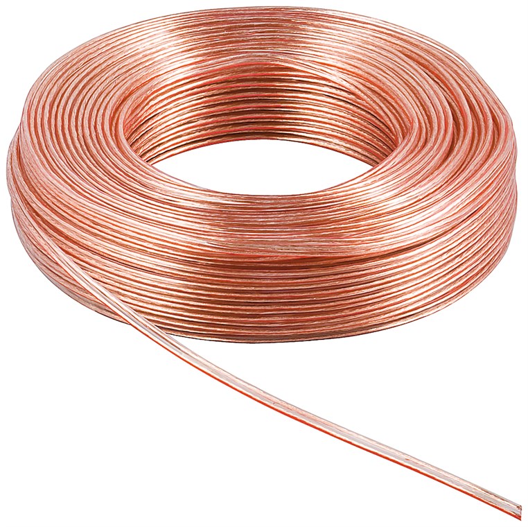 Lautsprecherkabel Transparent CU - Kabellänge 10 m - 10 m Rolle, Querschnitt 2 x 0,75 mm²