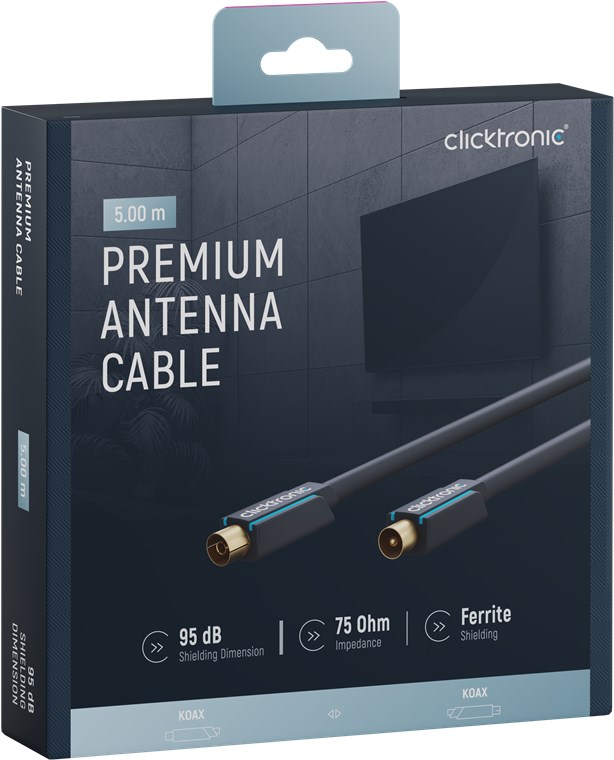 Koaxialkabel - Kabellänge 5 m - Premium-Kabel|Koaxial-Stecker Koaxial-Kupplung|5,0 m|> 95 dB Koaxialkabel - Kabellänge 5 m - Premium-Kabel|Koaxial-Stecker Koaxial-Kupplung|5,0 m|> 95 dB