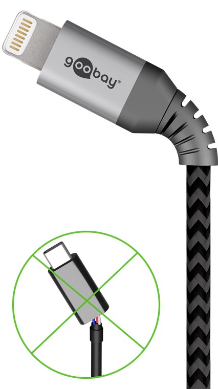 Lightning USB-C™ Lade- und Synchronisations Vollmetall-Kabel - Kabellänge 0.5 m - elegantes und extra-robustes MFi Lade- und Synchronisationskabel für Apple iPhone/iPad (Schwarz, Grau)